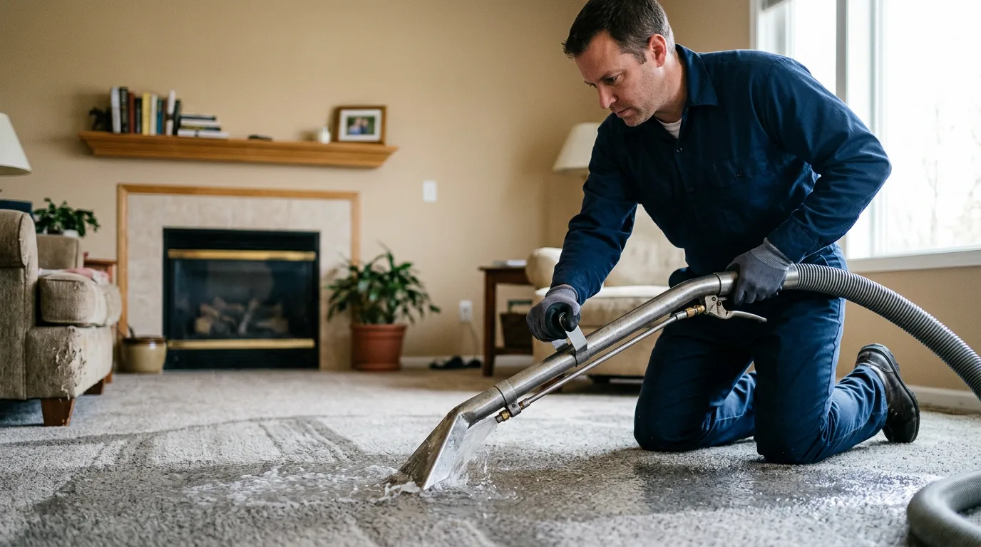 Water damage restoration technician working near Seagoville, TX